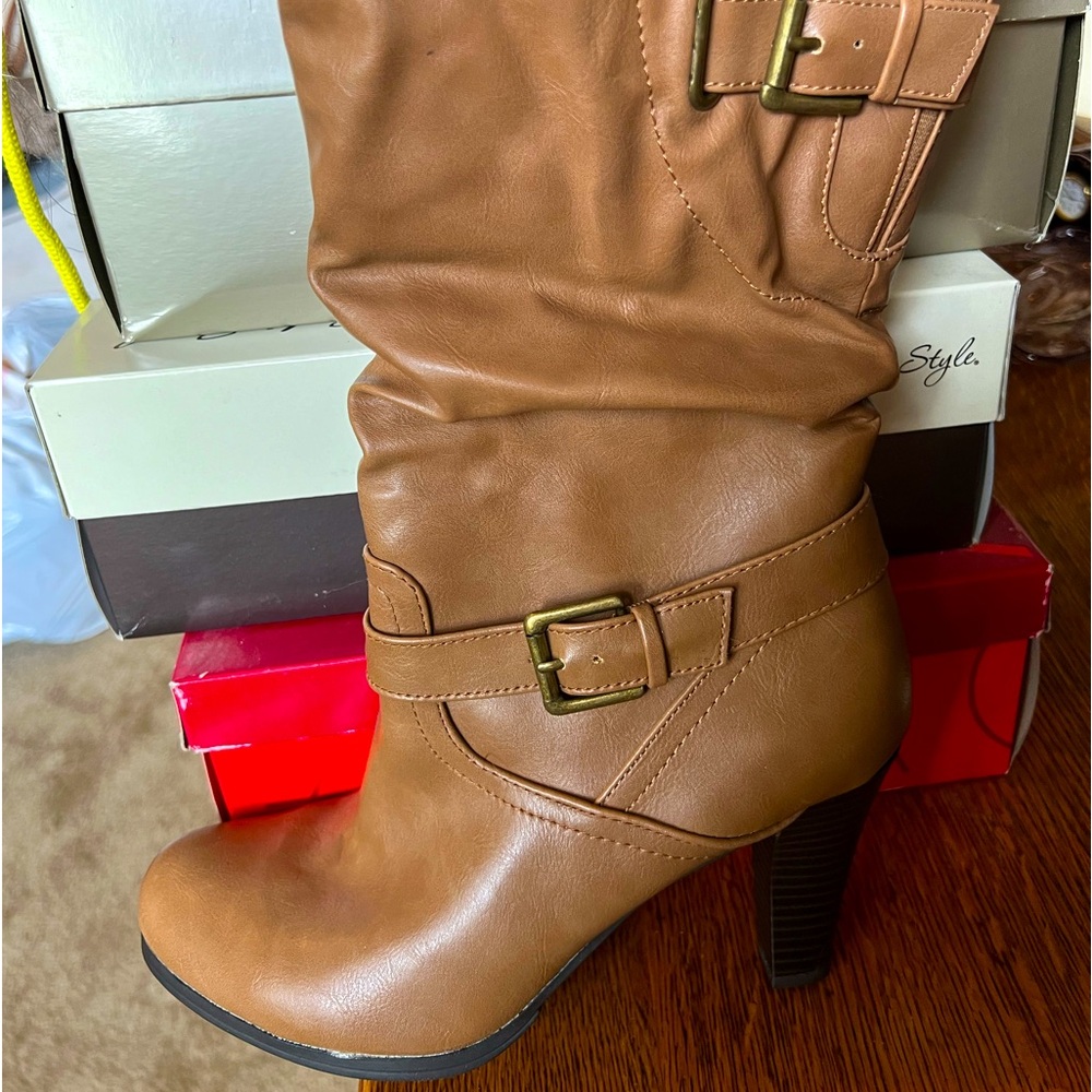 9.5 Style & Company Tan mid calf boot